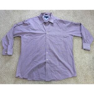 Tommy Hilfiger Men‎ 17.5 32-33 Regular Fit Red White Blue Plaid Button Up Shirt